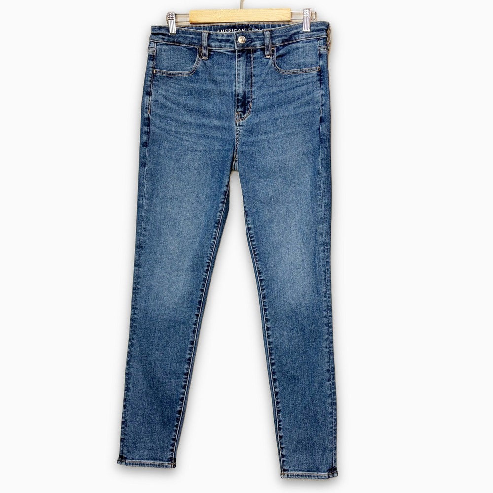 American Eagle High Rise Jegging Skinny Jeans 12 Next Level Stretch Medium Wash